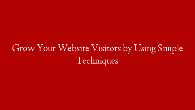 Grow Your Website Visitors by Using Simple Techniques
