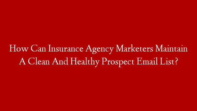How Can Insurance Agency Marketers Maintain A Clean And Healthy Prospect Email List?