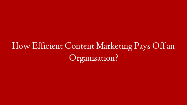 How Efficient Content Marketing Pays Off an Organisation?