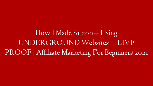 How I Made $1,200+ Using UNDERGROUND Websites + LIVE PROOF | Affiliate Marketing For Beginners 2021