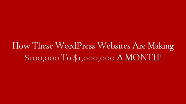 How These WordPress Websites Are Making $100,000 To $1,000,000 A MONTH!