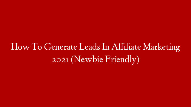 How To Generate Leads In Affiliate Marketing 2021 (Newbie Friendly)