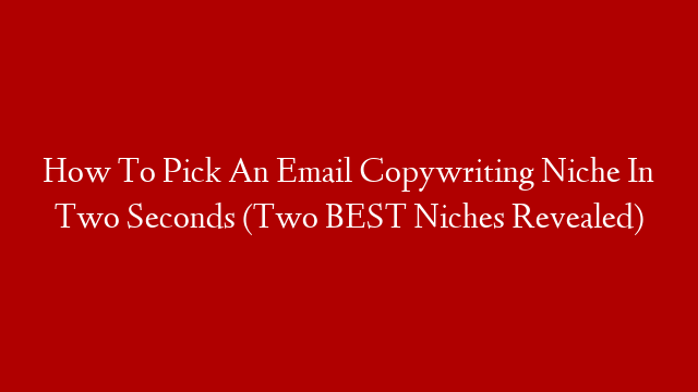 How To Pick An Email Copywriting Niche In Two Seconds (Two BEST Niches Revealed)