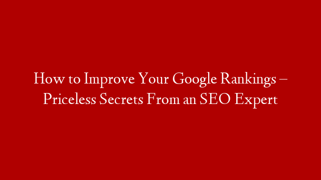 How to Improve Your Google Rankings – Priceless Secrets From an SEO Expert
