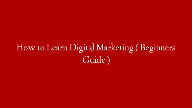 How to Learn Digital Marketing ( Beginners Guide )