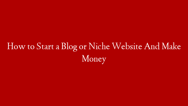 How to Start a Blog or Niche Website And Make Money