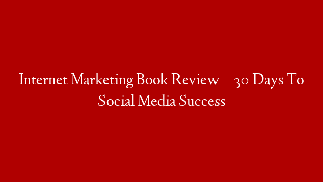 Internet Marketing Book Review – 30 Days To Social Media Success