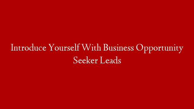 Introduce Yourself With Business Opportunity Seeker Leads
