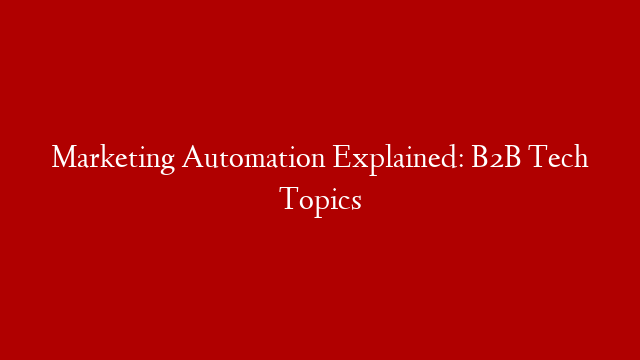 Marketing Automation Explained: B2B Tech Topics