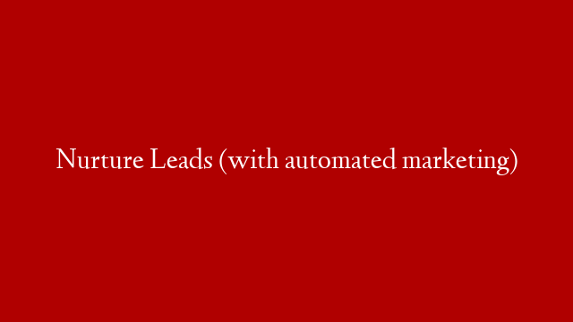 Nurture Leads (with automated marketing)