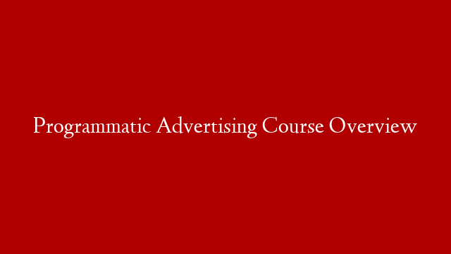 Programmatic Advertising Course Overview