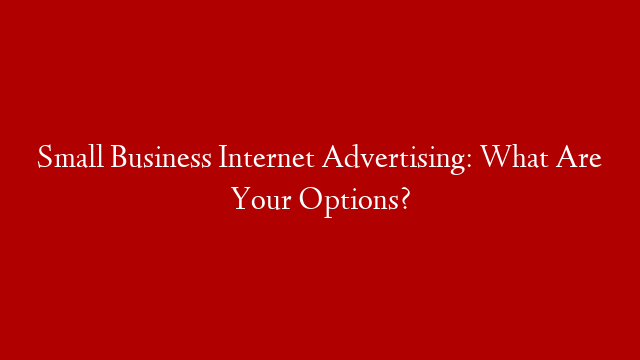 Small Business Internet Advertising: What Are Your Options?
