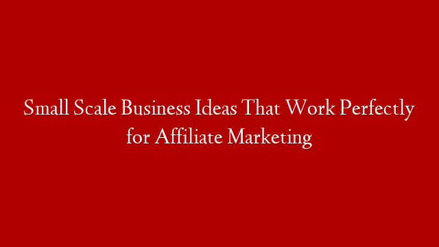 Small Scale Business Ideas That Work Perfectly for Affiliate Marketing