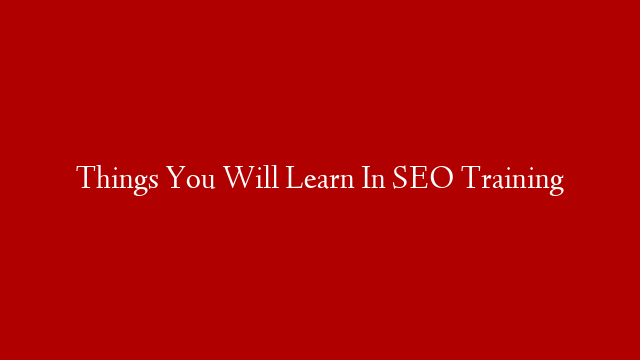 Things You Will Learn In SEO Training