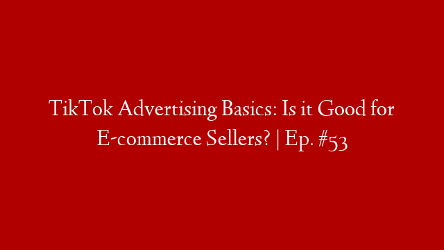 TikTok Advertising Basics: Is it Good for E-commerce Sellers? | Ep. #53
