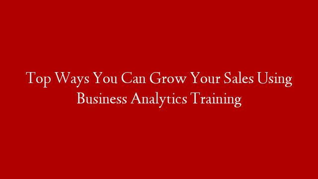 Top Ways You Can Grow Your Sales Using Business Analytics Training