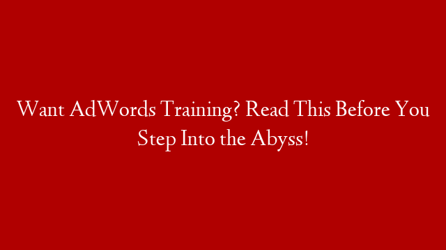 Want AdWords Training? Read This Before You Step Into the Abyss!