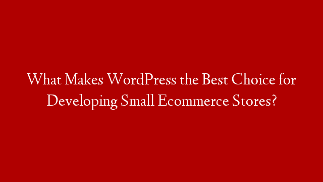 What Makes WordPress the Best Choice for Developing Small Ecommerce Stores?