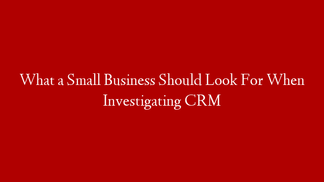 What a Small Business Should Look For When Investigating CRM