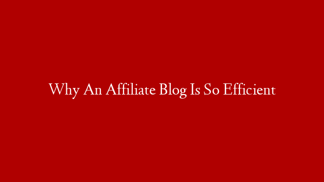 Why An Affiliate Blog Is So Efficient
