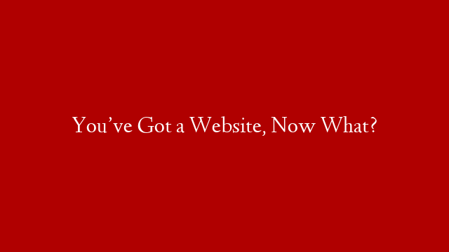 You’ve Got a Website, Now What?