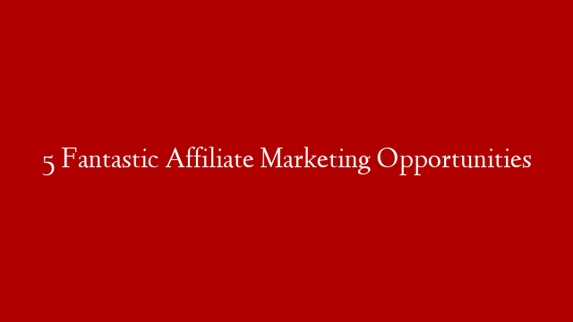 5 Fantastic Affiliate Marketing Opportunities