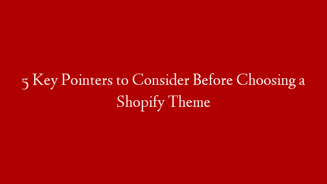 5 Key Pointers to Consider Before Choosing a Shopify Theme