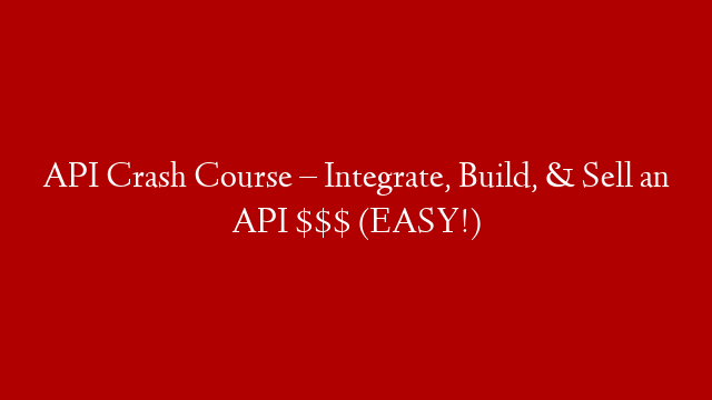 API Crash Course – Integrate, Build, & Sell an API $$$ (EASY!)