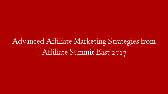 Advanced Affiliate Marketing Strategies from Affiliate Summit East 2017