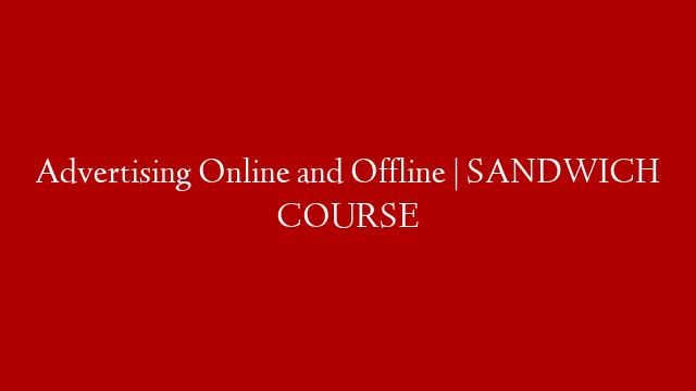 Advertising Online and Offline | SANDWICH COURSE