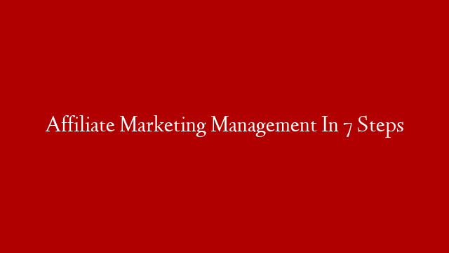 Affiliate Marketing Management In 7 Steps