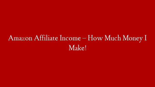 Amazon Affiliate Income – How Much Money I Make!