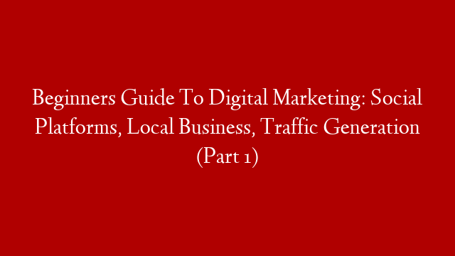 Beginners Guide To Digital Marketing: Social Platforms, Local Business, Traffic Generation (Part 1)