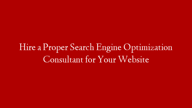 Hire a Proper Search Engine Optimization Consultant for Your Website