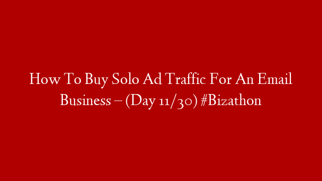 How To Buy Solo Ad Traffic For An Email Business – (Day 11/30) #Bizathon