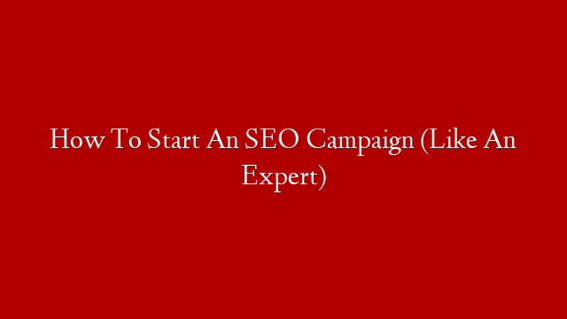 How To Start An SEO Campaign (Like An Expert)