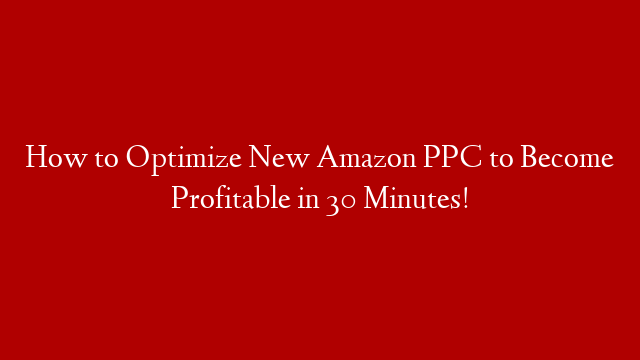 How to Optimize New Amazon PPC to Become Profitable in 30 Minutes! post thumbnail image