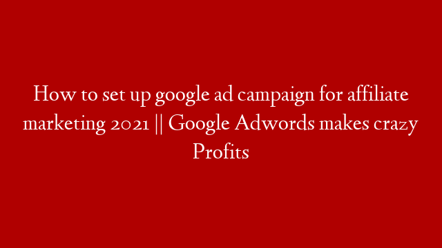 How to set up google ad campaign for affiliate marketing 2021 || Google Adwords makes crazy Profits