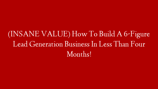 (INSANE VALUE) How To Build A 6-Figure Lead Generation Business In Less Than Four Months!