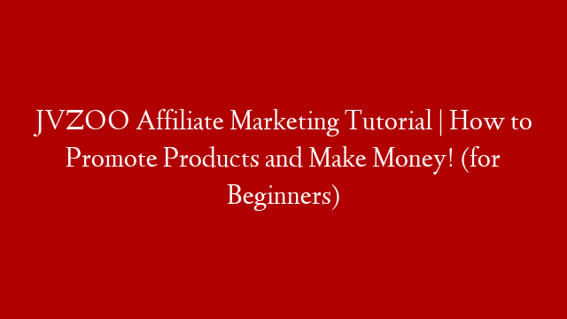 JVZOO Affiliate Marketing Tutorial | How to Promote Products and Make Money! (for Beginners)