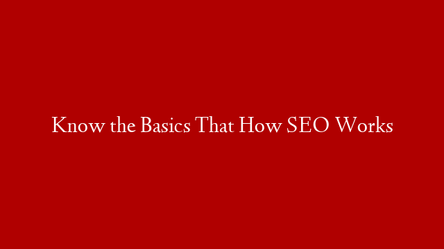Know the Basics That How SEO Works