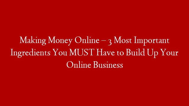 Making Money Online – 3 Most Important Ingredients You MUST Have to Build Up Your Online Business