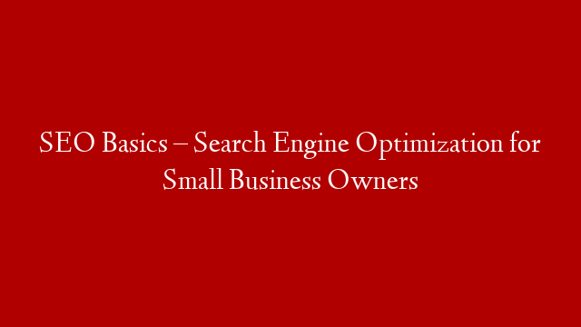 SEO Basics – Search Engine Optimization for Small Business Owners