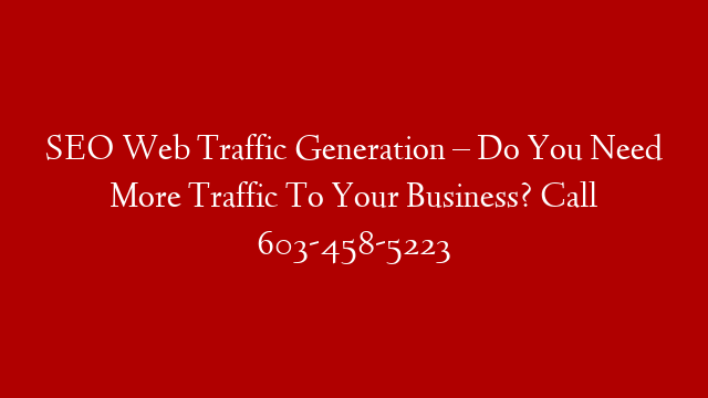 SEO Web Traffic Generation – Do You Need More Traffic To Your Business? Call 603-458-5223