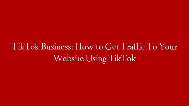 TikTok Business: How to Get Traffic To Your Website Using TikTok