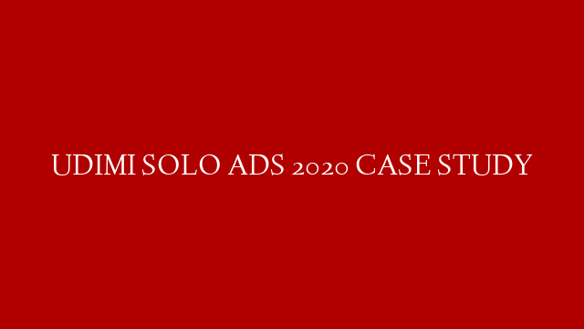 UDIMI SOLO ADS 2020 CASE STUDY