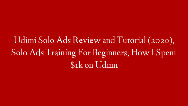 Udimi Solo Ads Review and Tutorial (2020), Solo Ads Training For Beginners, How I Spent $1k on Udimi