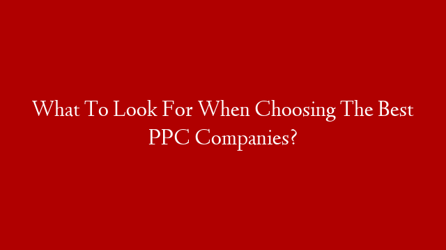 What To Look For When Choosing The Best PPC Companies? post thumbnail image