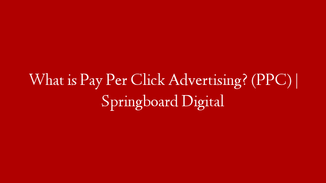 What is Pay Per Click Advertising? (PPC) | Springboard Digital post thumbnail image