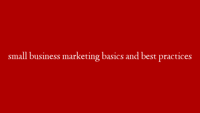 small business marketing basics and best practices